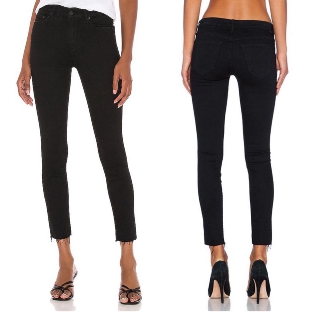 Mother Denim The Looker Ankle Fray Jeans Skinny Mid Rise‎ Not Guilty Black 27